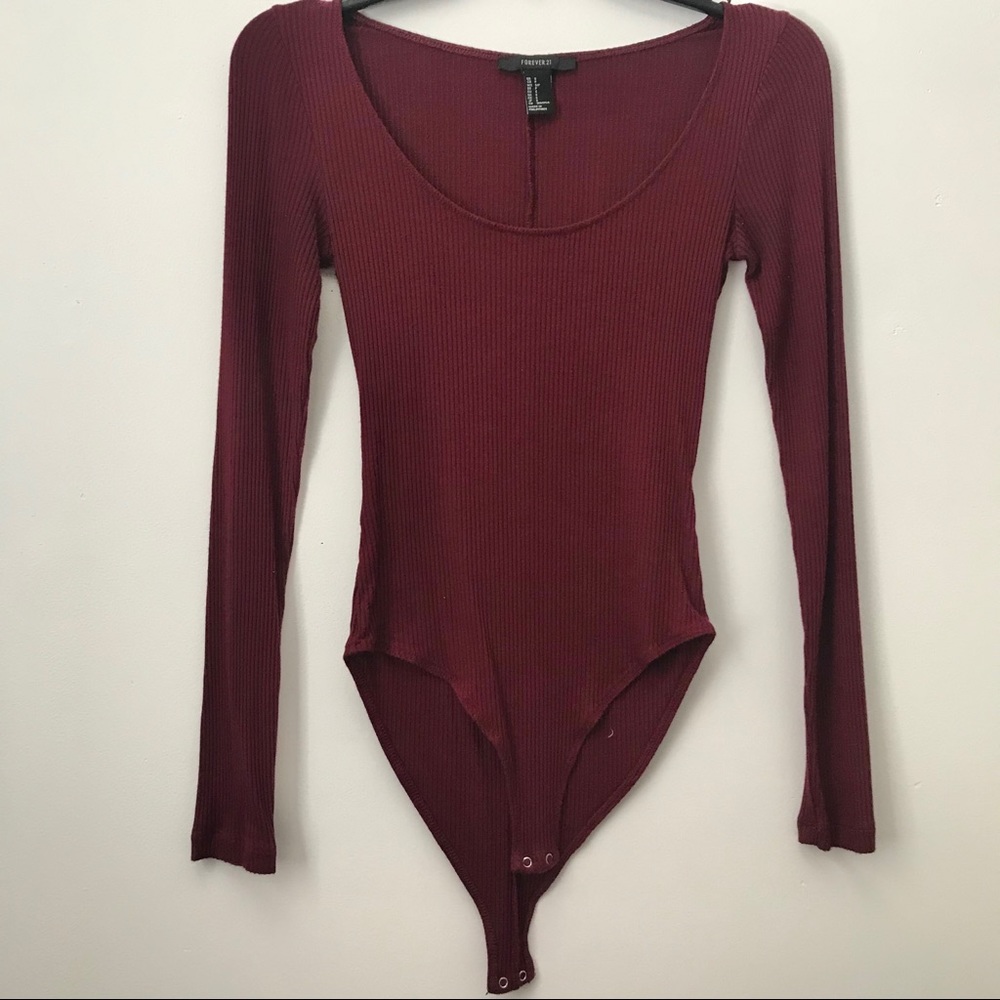 Burgundy Forever 21 Bodysuit - Picture 2 of 2